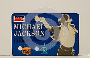 MICHAEL JACKSON Dangerous World Tour Live in Bangkok 1993 King of Pop Cards Ticket concert is Very Rare in blue color.